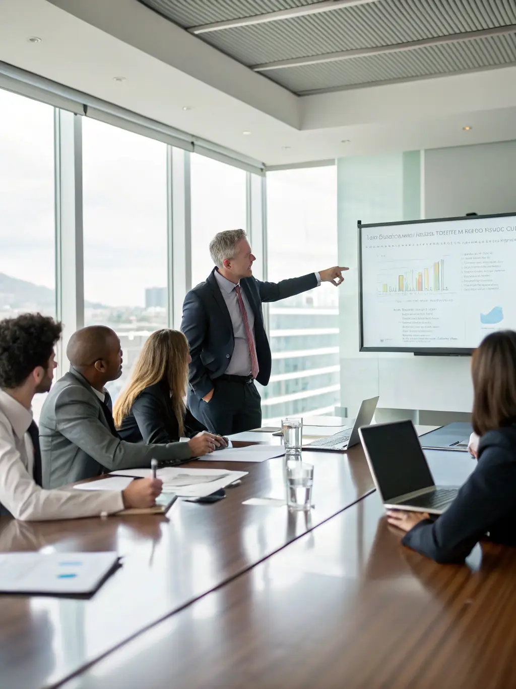 A business coach facilitating a leadership training session, guiding participants through exercises and discussions to enhance their leadership skills and effectiveness.